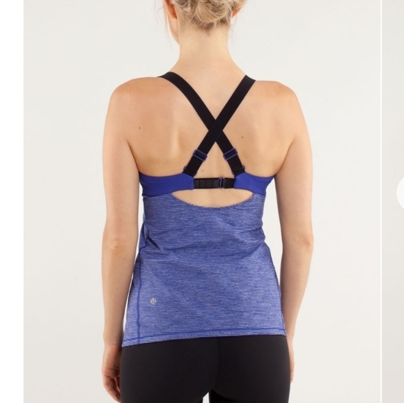 Ladies NWOT Lululemon Run Catch Me Tank Royal Purple/Black Sz 4 gym running yoga - Picture 3 of 9